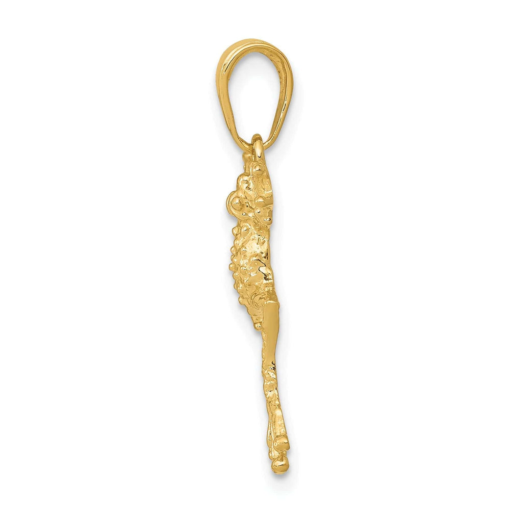 Lovely Rita's Pendants & Charms 14k Yellow Gold Solid Textured Polished Finish Frog Pendant