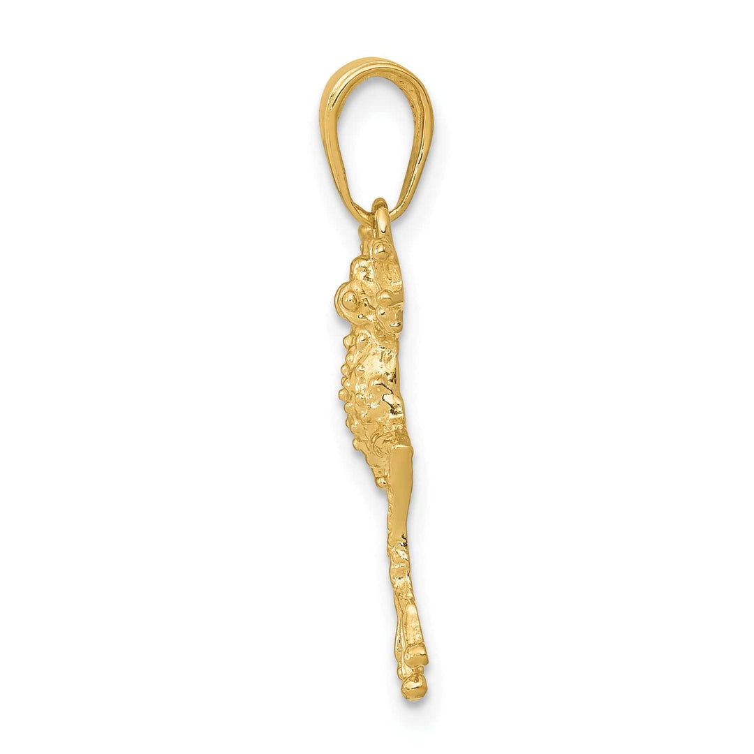 Lovely Rita's Pendants & Charms 14k Yellow Gold Solid Textured Polished Finish Frog Pendant