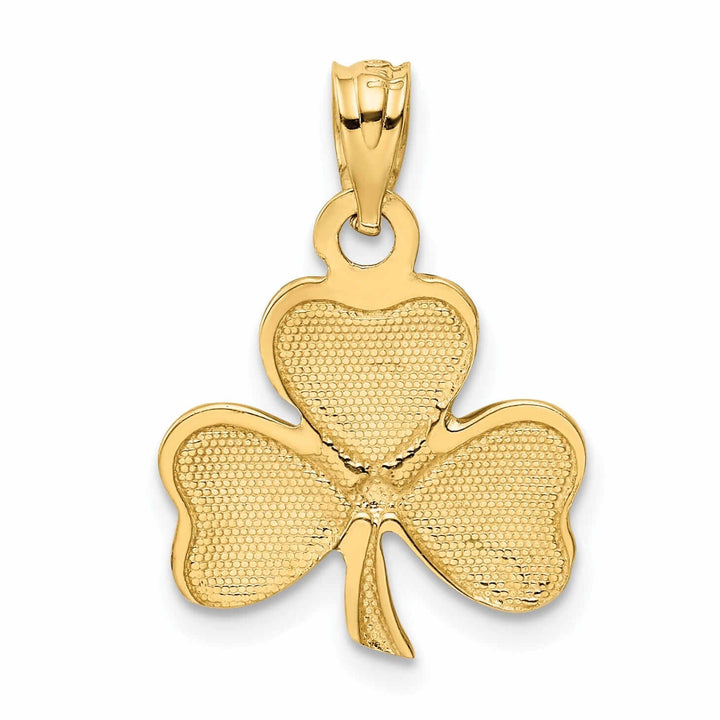 Lovely Rita's Pendants & Charms 14k  Yellow Gold Solid Textured Polished Finish Green Enameled 3 Leaf Clover Charm Pendant
