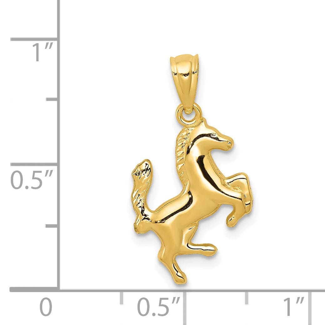 Lovely Rita's Pendants & Charms 14k Yellow Gold Solid Textured Polished Finish Horse Charm Pendant