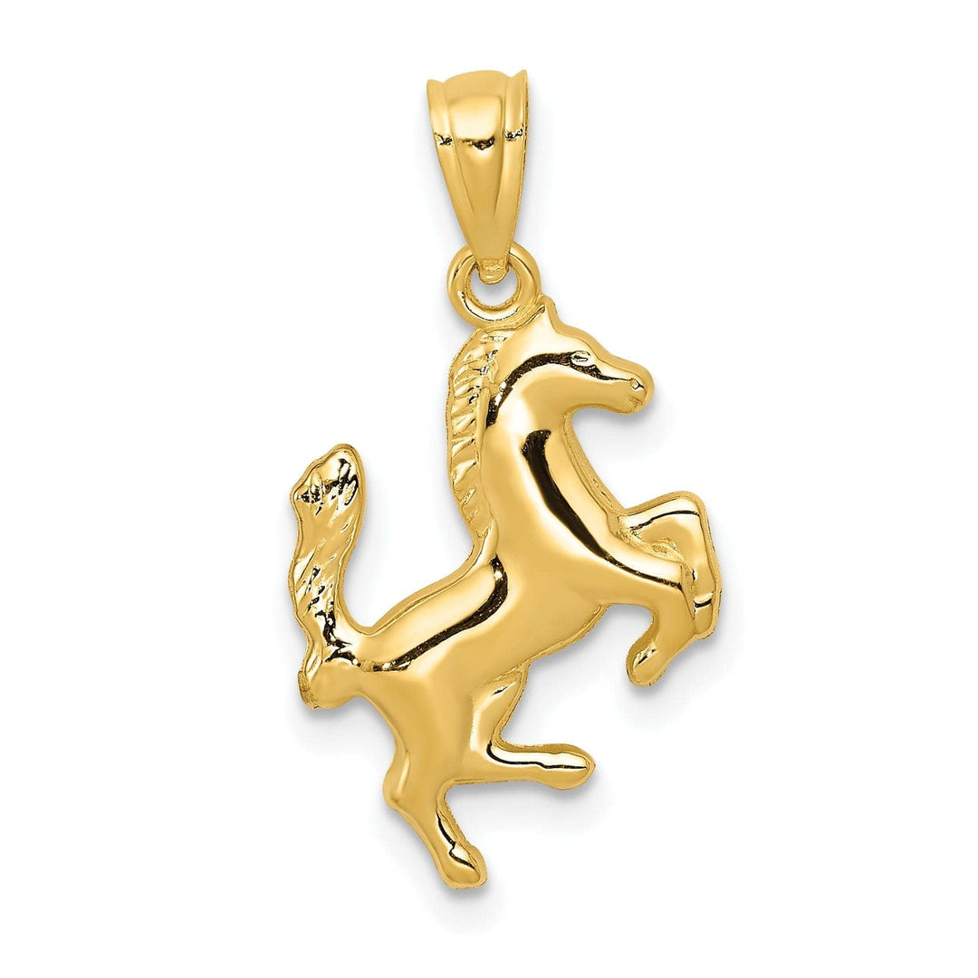 Lovely Rita's Pendants & Charms 14k Yellow Gold Solid Textured Polished Finish Horse Charm Pendant