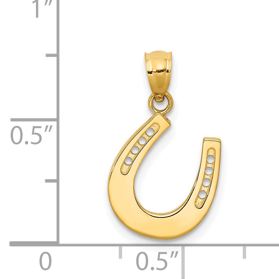 Lovely Rita's Pendants & Charms 14k Yellow Gold Solid Textured Polished Finish Horseshoe Charm Pendant