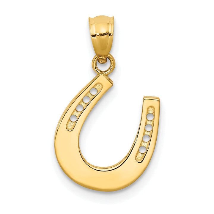 Lovely Rita's Pendants & Charms 14k Yellow Gold Solid Textured Polished Finish Horseshoe Charm Pendant