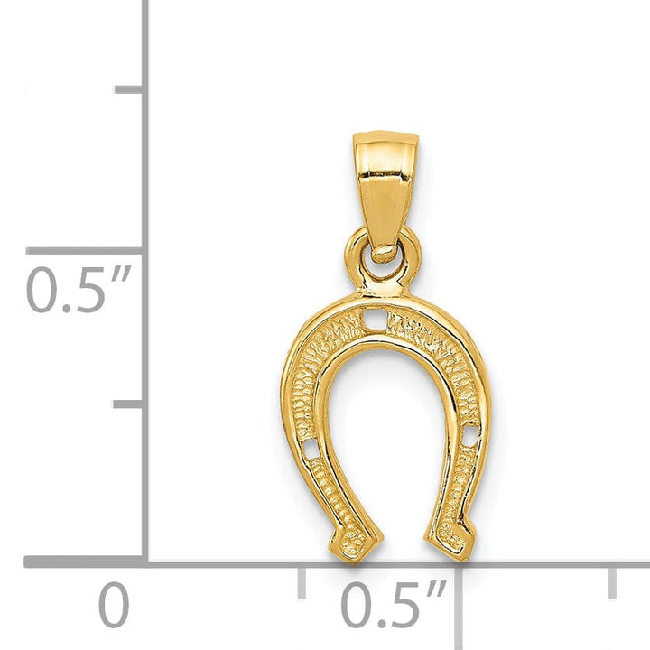 Lovely Rita's Pendants & Charms 14K Yellow Gold Solid Textured Polished Finish Horseshoe Charm Pendant