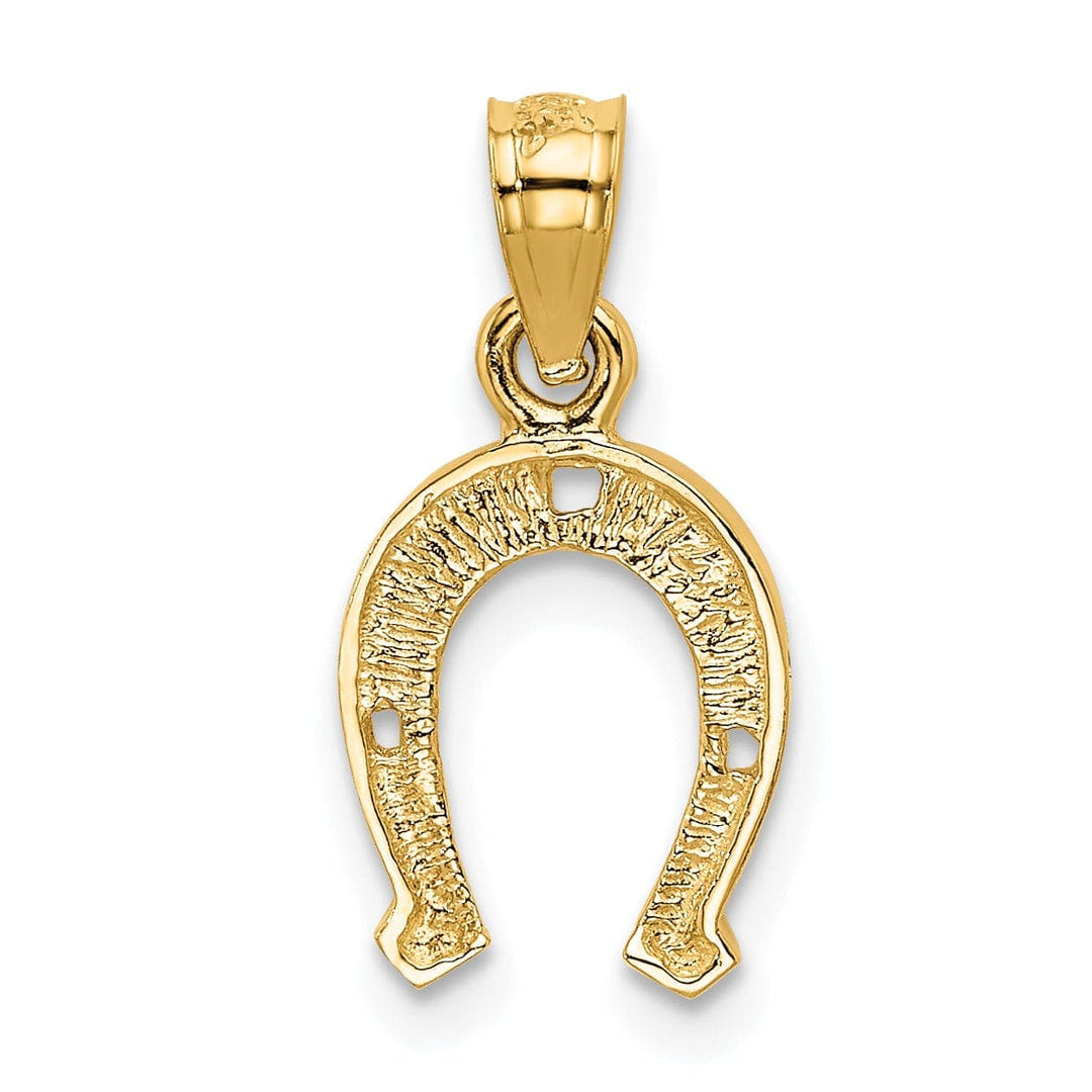Lovely Rita's Pendants & Charms 14K Yellow Gold Solid Textured Polished Finish Horseshoe Charm Pendant