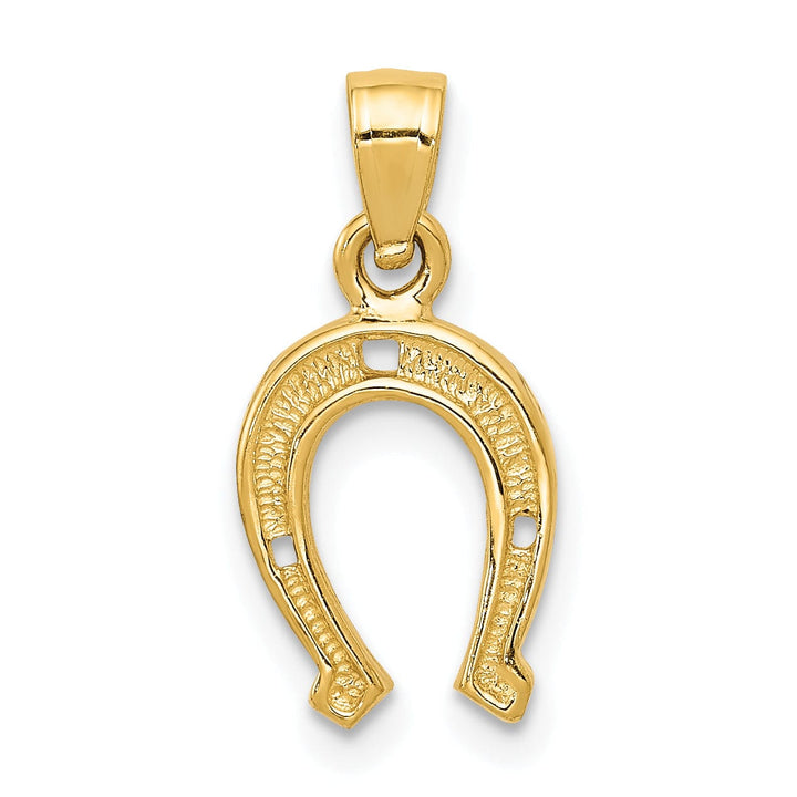 Lovely Rita's Pendants & Charms 14K Yellow Gold Solid Textured Polished Finish Horseshoe Charm Pendant