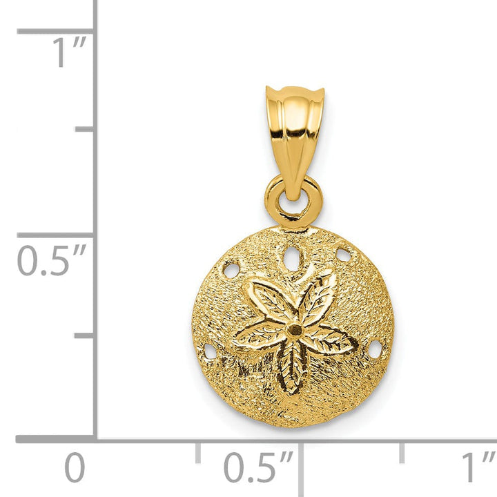 Lovely Rita's Pendants & Charms 14k Yellow Gold Solid Textured Polished Finish Laser-Cut Sea Sand Dollar Charm Pendant