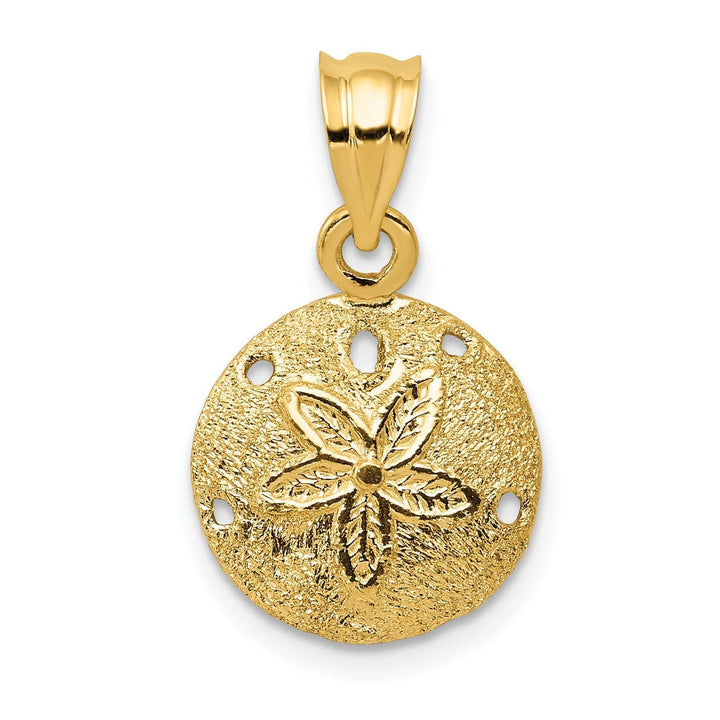 Lovely Rita's Pendants & Charms 14k Yellow Gold Solid Textured Polished Finish Laser-Cut Sea Sand Dollar Charm Pendant