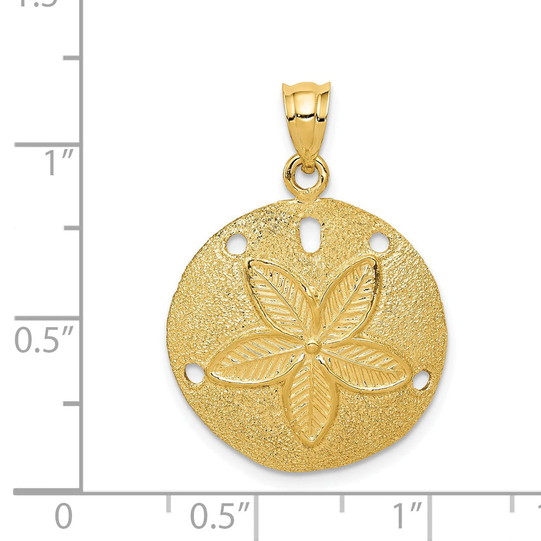 Lovely Rita's Pendants & Charms 14k Yellow Gold Solid Textured Polished Finish Laser Cut Sea Sand Dollar Charm Pendant