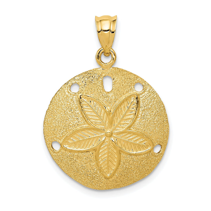 Lovely Rita's Pendants & Charms 14k Yellow Gold Solid Textured Polished Finish Laser Cut Sea Sand Dollar Charm Pendant