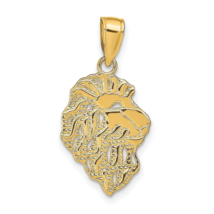 Lovely Rita's Pendants & Charms 14K Yellow Gold Solid Textured Polished Finish Lion Head Design Charm Pendant