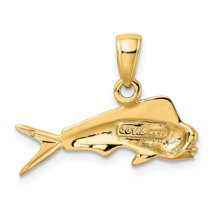 Lovely Rita's Pendants & Charms 14k Yellow Gold Solid Textured Polished Finish Mahi Mahi Fish Charm Pendant