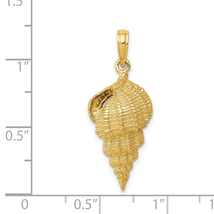 Lovely Rita's Pendants & Charms 14k Yellow Gold Solid Textured Polished Finish Men's Conch Shell Charm Pendant