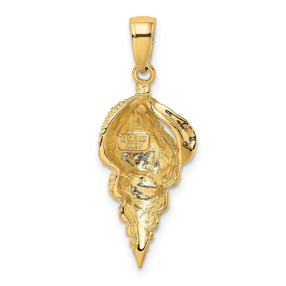 Lovely Rita's Pendants & Charms 14k Yellow Gold Solid Textured Polished Finish Men's Conch Shell Charm Pendant