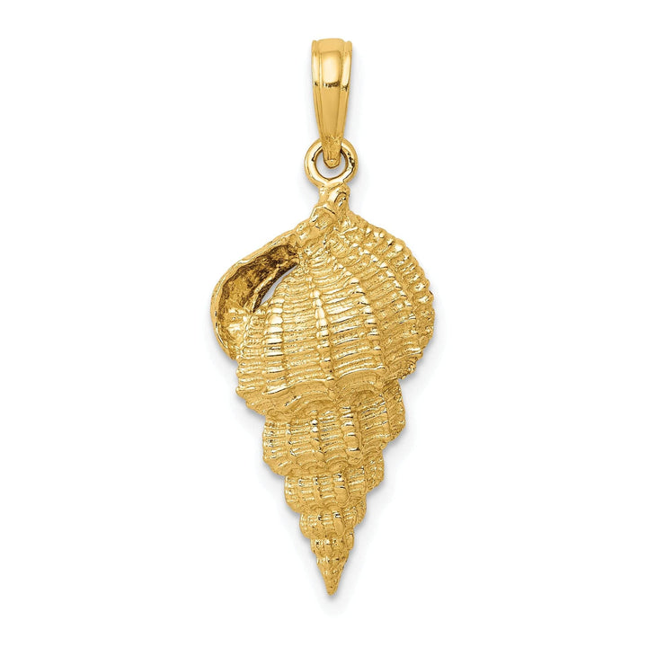 Lovely Rita's Pendants & Charms 14k Yellow Gold Solid Textured Polished Finish Men's Conch Shell Charm Pendant