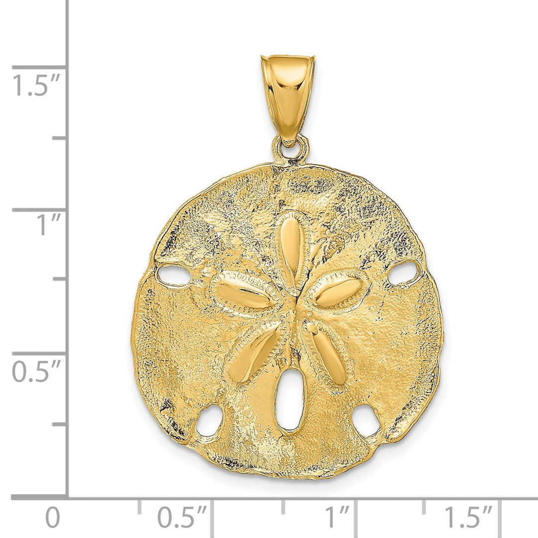 Lovely Rita's Pendants & Charms 14k Yellow Gold Solid Textured Polished Finish Men's Sand Dollar Charm Pendant