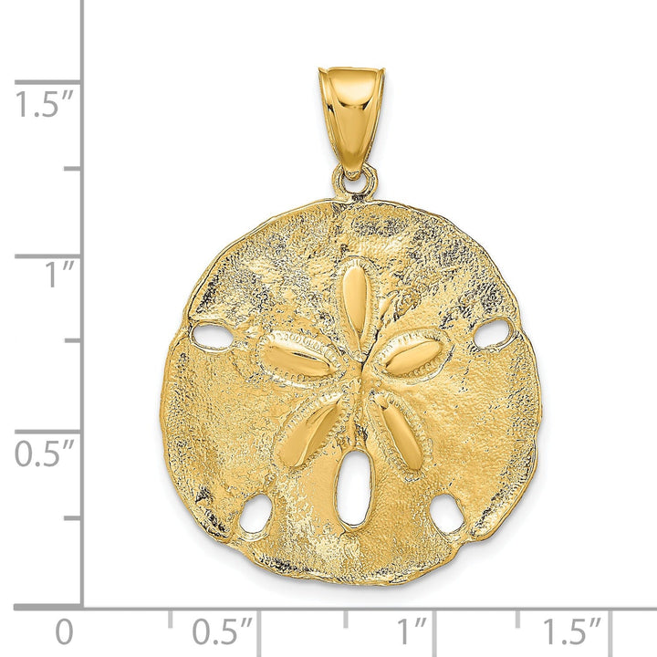 Lovely Rita's Pendants & Charms 14k Yellow Gold Solid Textured Polished Finish Men's Sand Dollar Charm Pendant
