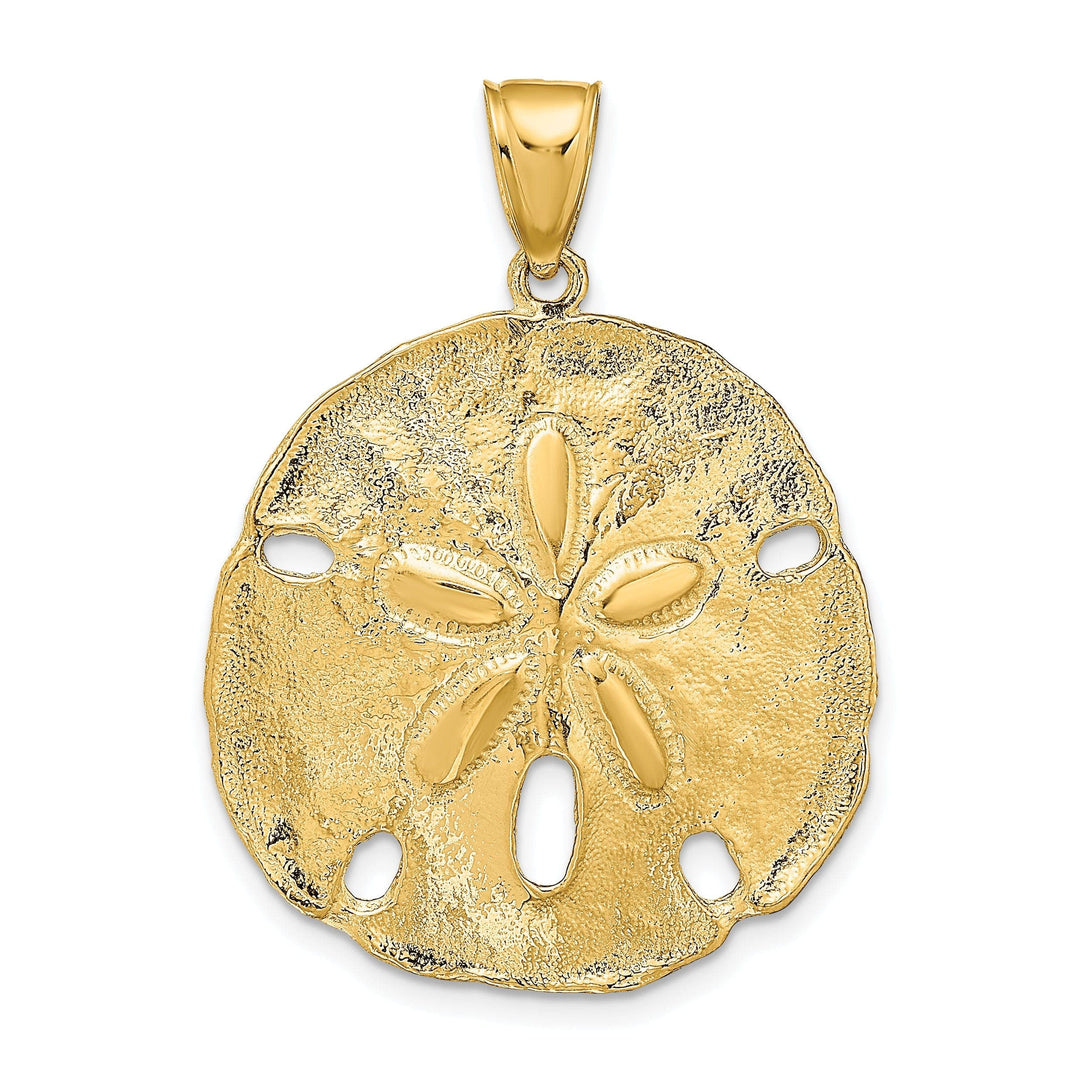 Lovely Rita's Pendants & Charms 14k Yellow Gold Solid Textured Polished Finish Men's Sand Dollar Charm Pendant