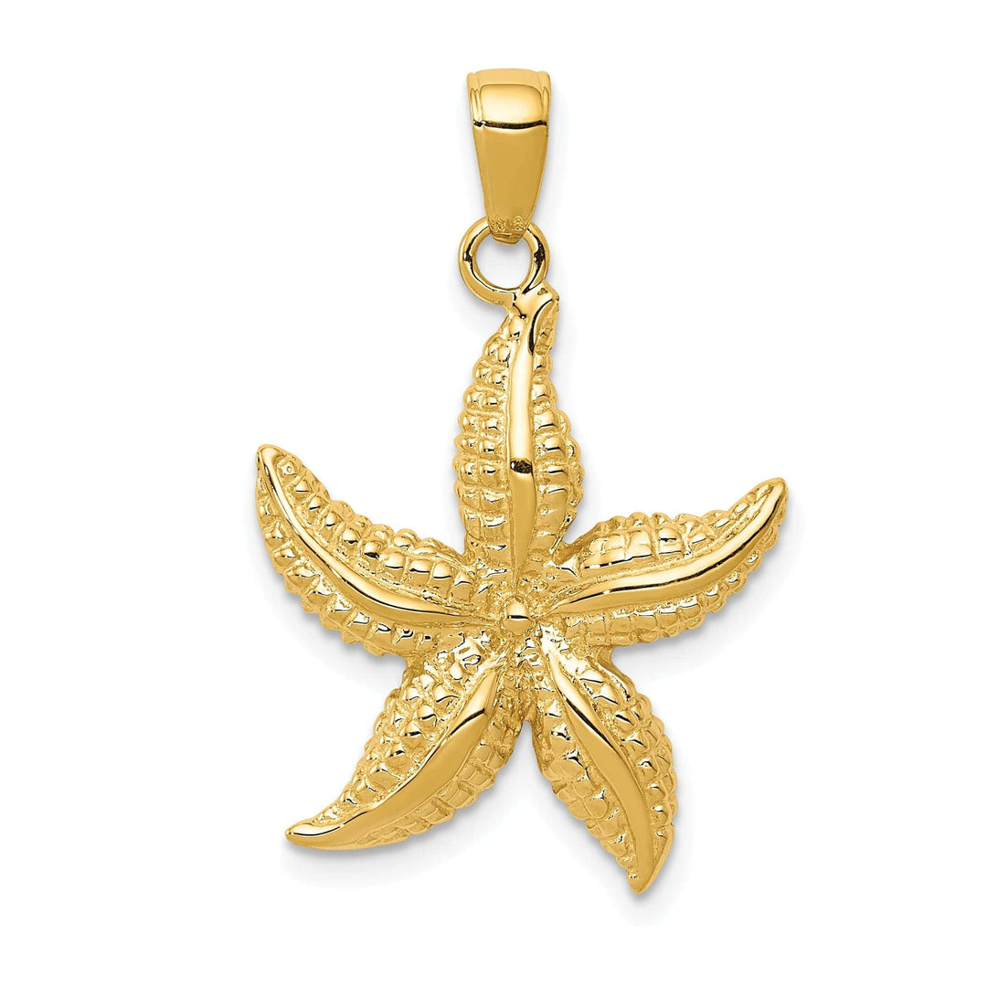 Lovely Rita's Pendants & Charms 14k Yellow Gold Solid Textured Polished Finish Men's Starfish Charm Pendant