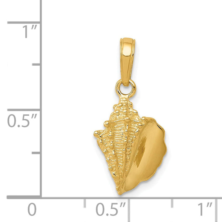 Lovely Rita's Pendants & Charms 14k Yellow Gold Solid Textured Polished Finish Mens Conch Shell Charm Pendant
