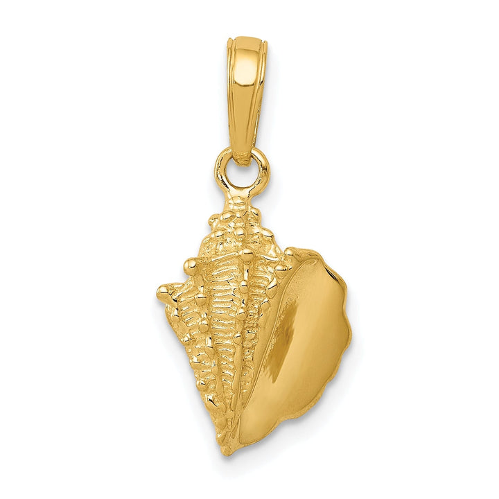 Lovely Rita's Pendants & Charms 14k Yellow Gold Solid Textured Polished Finish Mens Conch Shell Charm Pendant