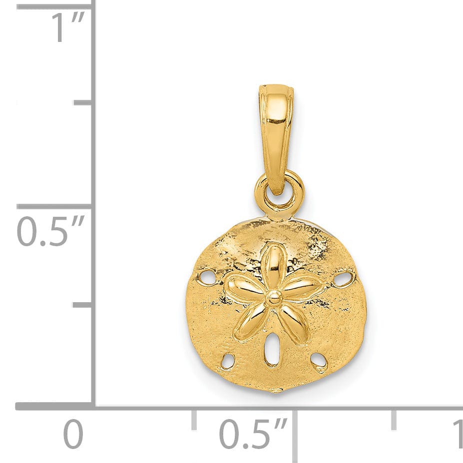 Lovely Rita's Pendants & Charms 14k Yellow Gold Solid Textured Polished Finish Mens Sand Dollar Charm Pendant