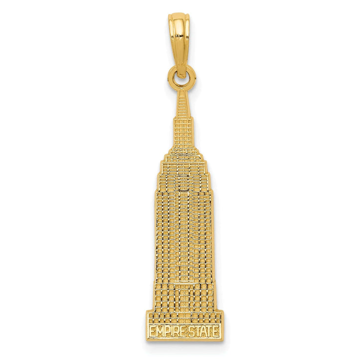 Lovely Rita's Pendants & Charms 14k Yellow Gold Solid Textured Polished Finish New York City EMPIRE STATE Building Charm Pendant