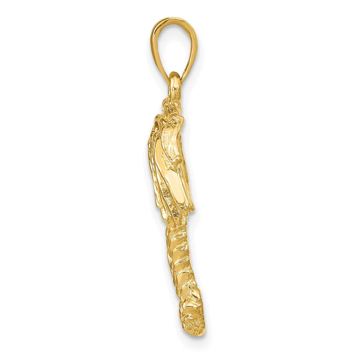 Lovely Rita's Pendants & Charms 14k Yellow Gold Solid Textured Polished Finish Open Back Double Palm Trees Charm Pendant