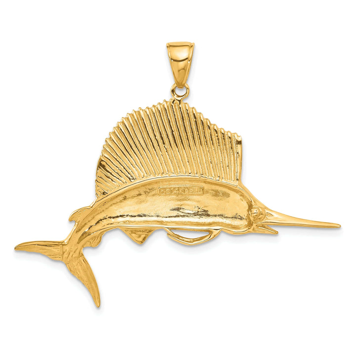 Lovely Rita's Pendants & Charms 14k Yellow Gold Solid Textured Polished Finish Sailfish Charm Pendant