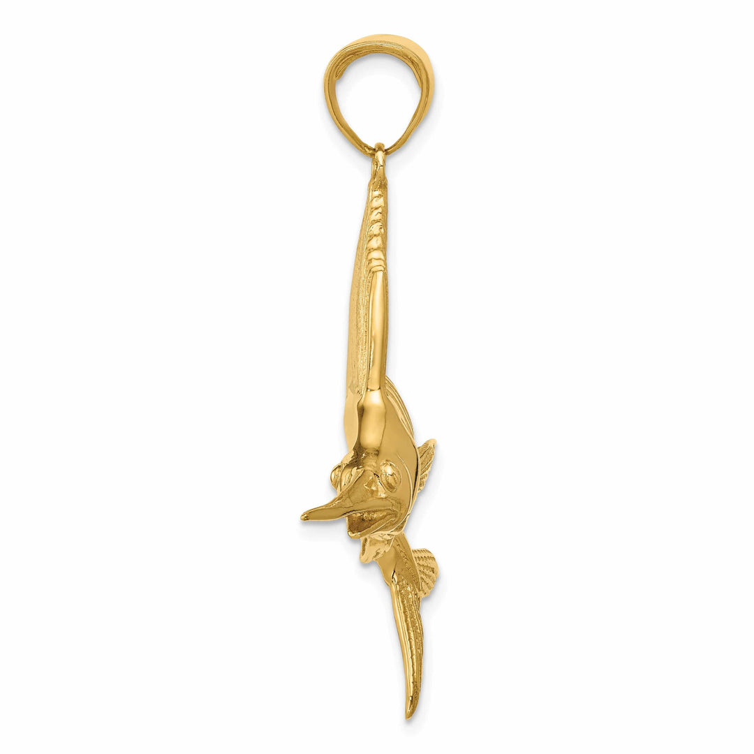 Lovely Rita's Pendants & Charms 14k Yellow Gold Solid Textured Polished Finish Sailfish Charm Pendant