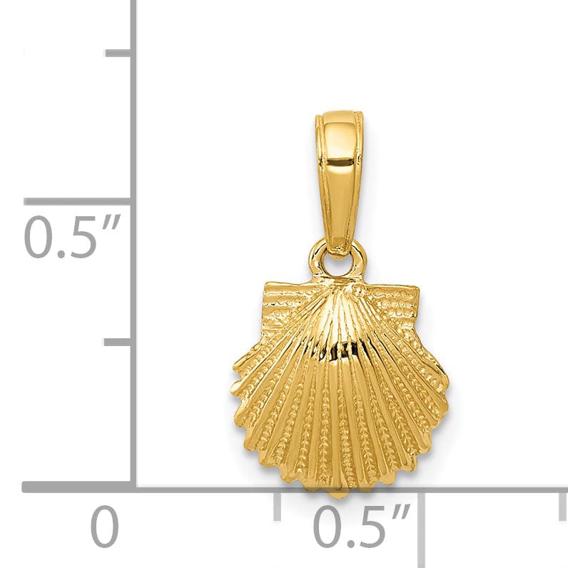 Lovely Rita's Pendants & Charms 14k Yellow Gold Solid Textured Polished Finish Scallop Sea Shell Charm Pendant