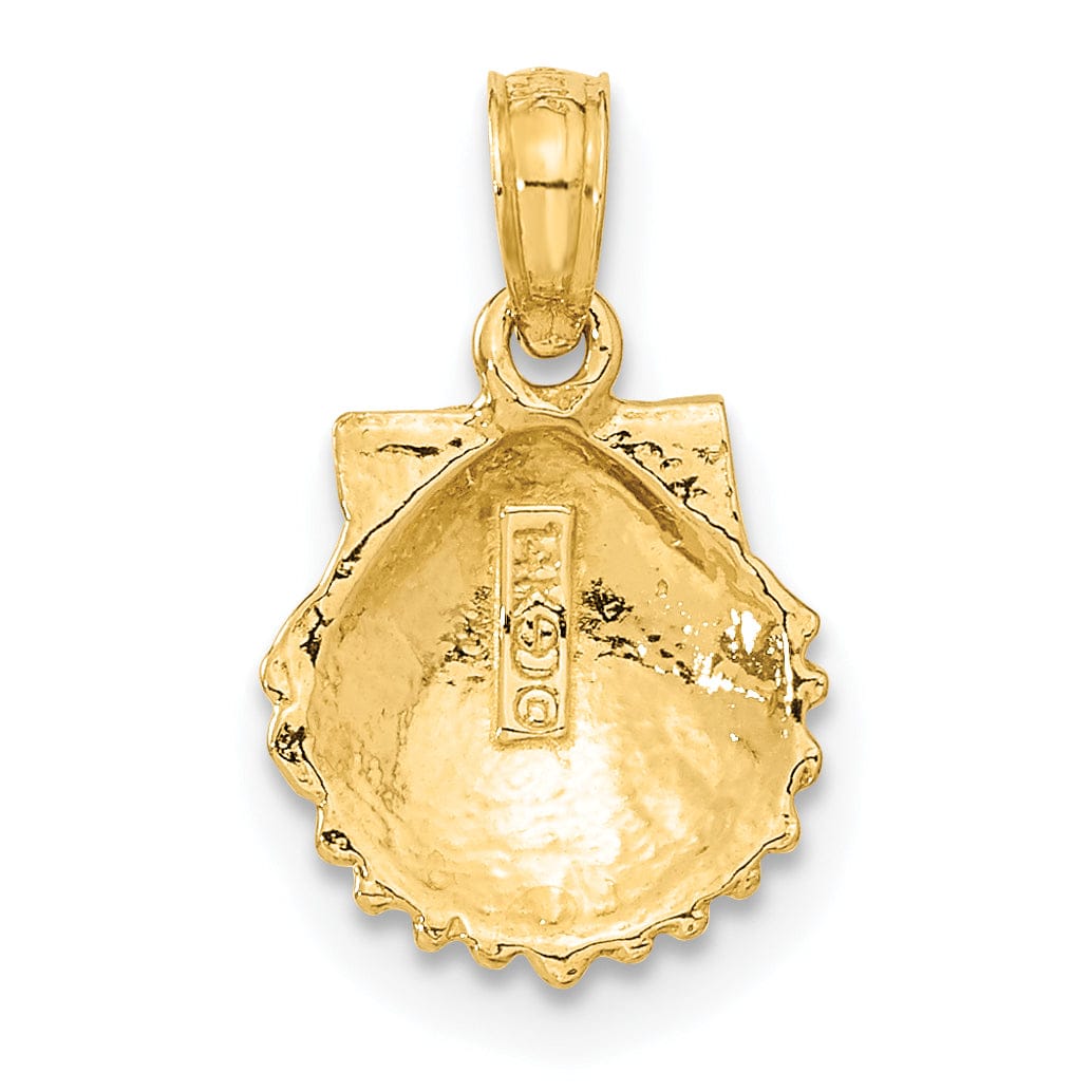 Lovely Rita's Pendants & Charms 14k Yellow Gold Solid Textured Polished Finish Scallop Sea Shell Charm Pendant