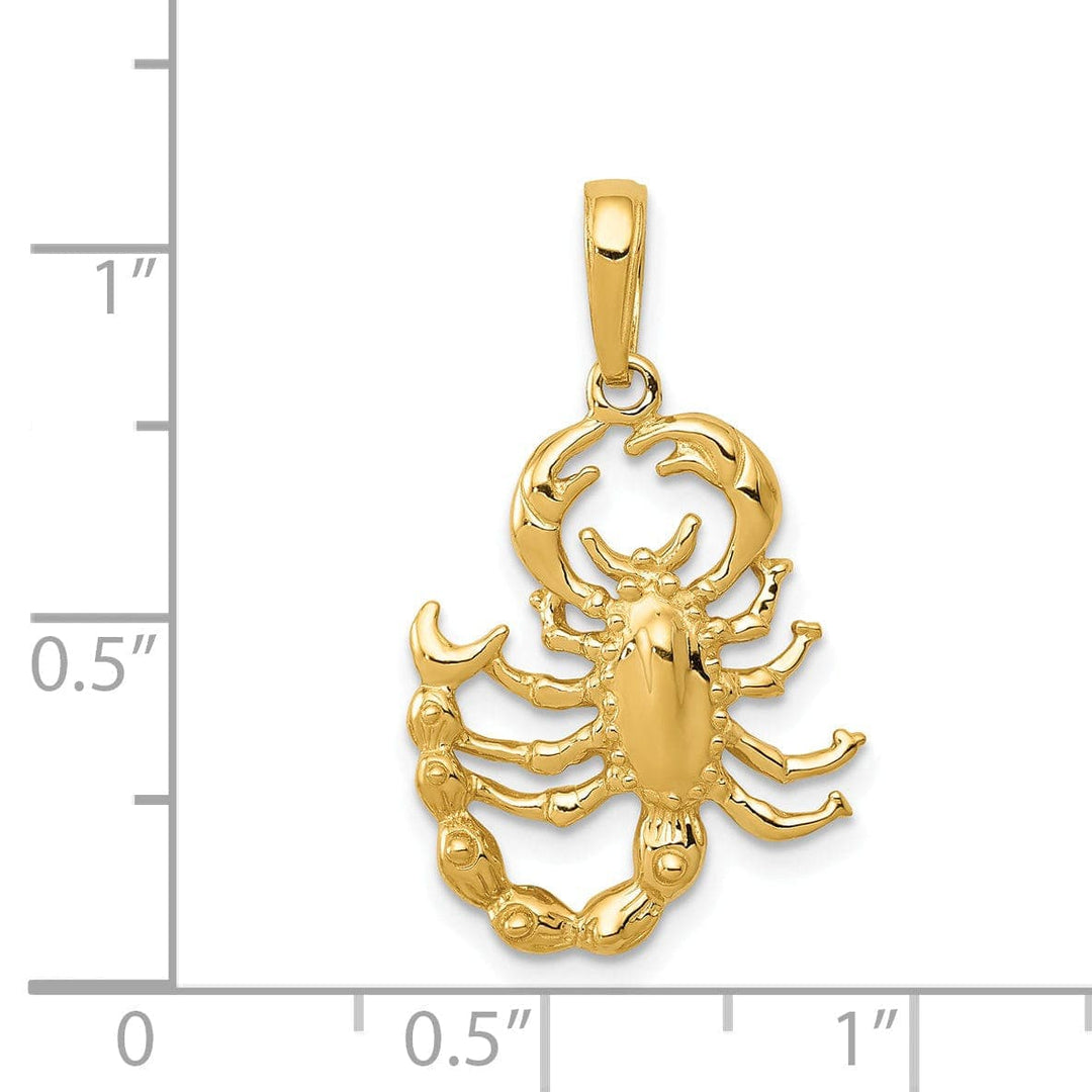 Lovely Rita's Pendants & Charms 14k Yellow Gold Solid Textured Polished Finish Scorpion Charm Pendant