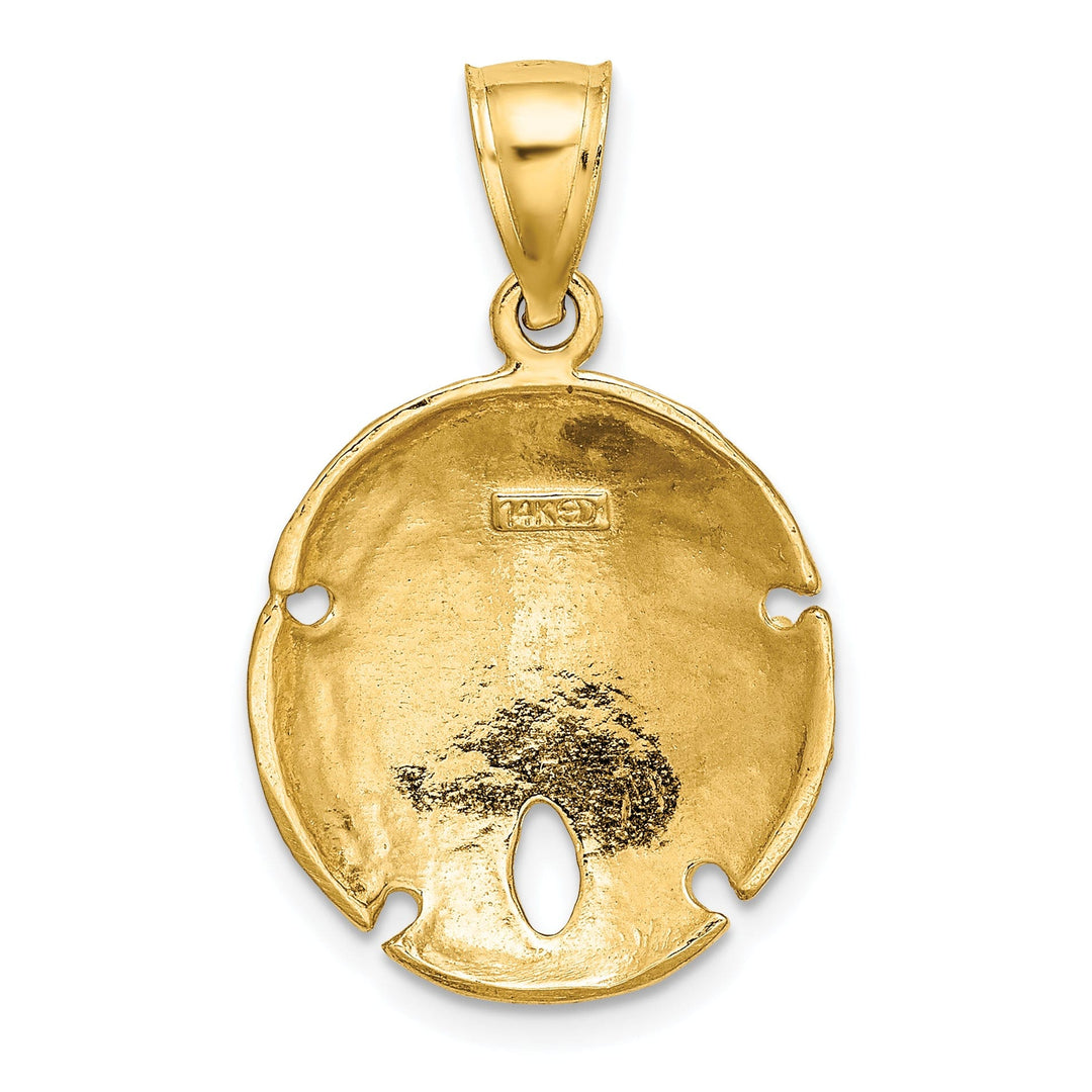 Lovely Rita's Pendants & Charms 14k Yellow Gold Solid Textured Polished Finish Sea Sand Dollar Charm Pendant