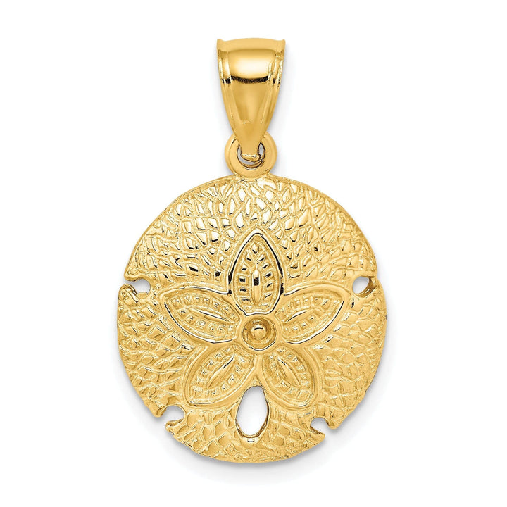 Lovely Rita's Pendants & Charms 14k Yellow Gold Solid Textured Polished Finish Sea Sand Dollar Charm Pendant