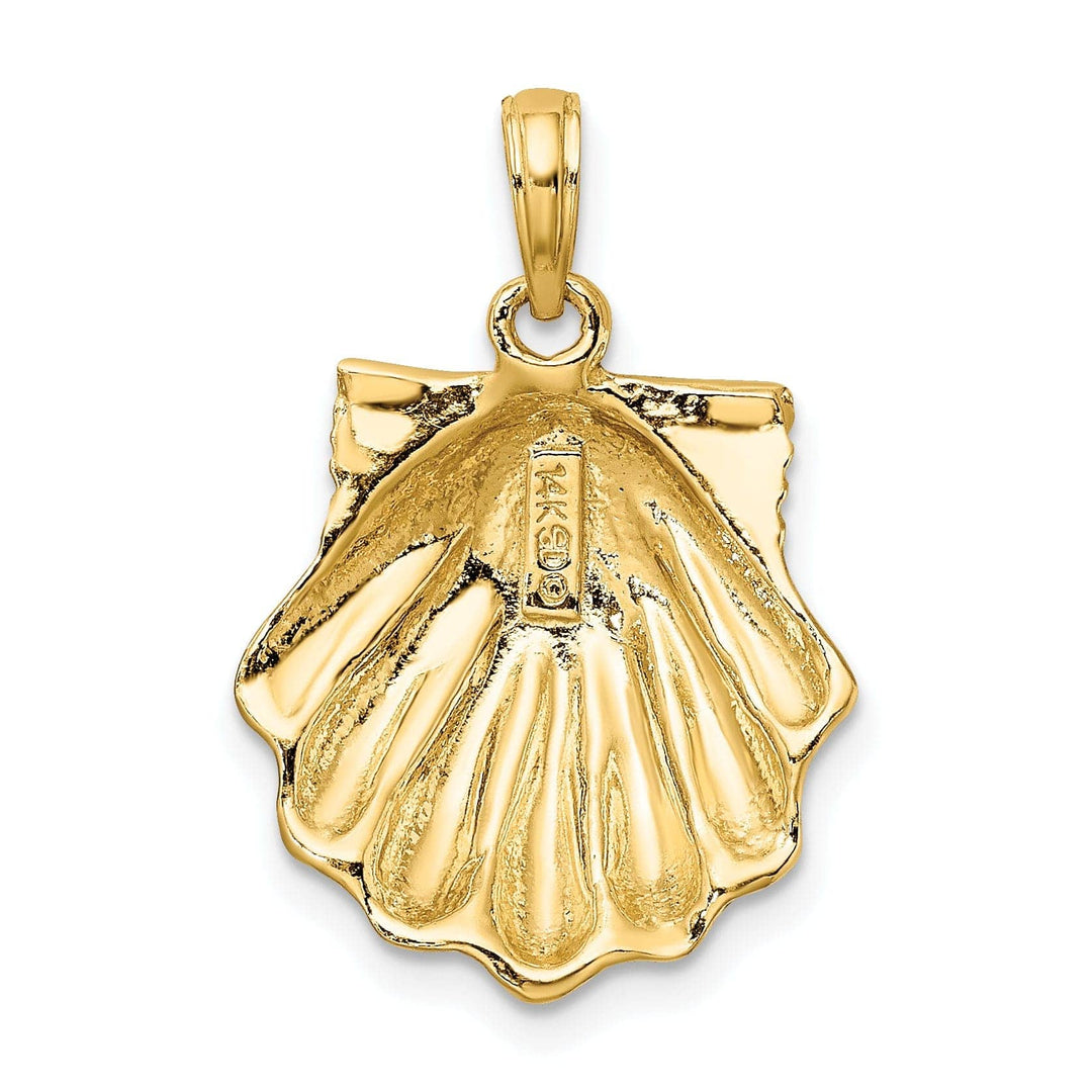 Lovely Rita's Pendants & Charms 14k Yellow Gold Solid Textured Polished Finish Sea Scallop Charm Pendant
