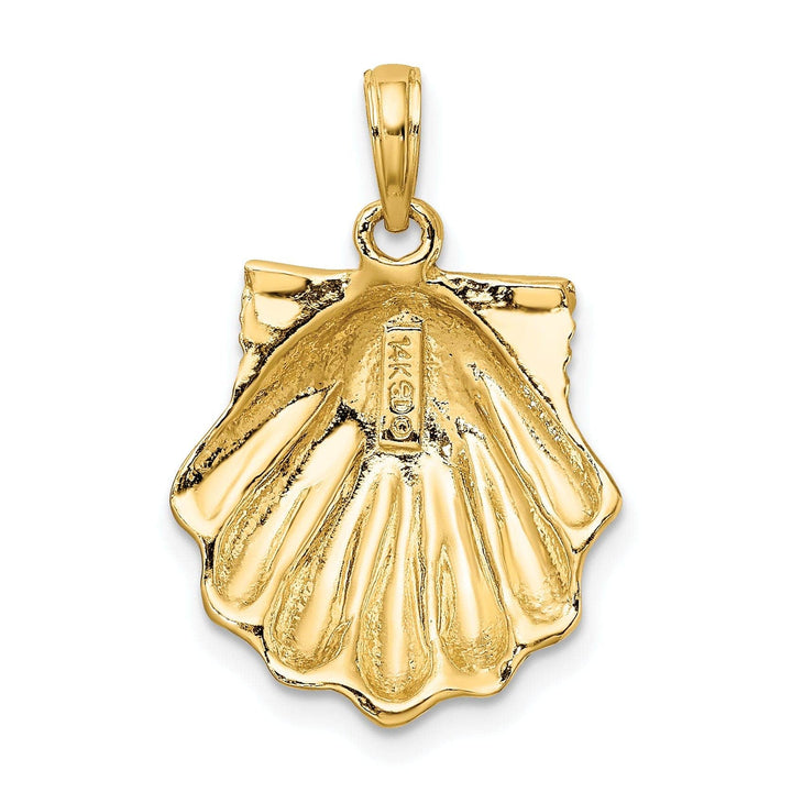 Lovely Rita's Pendants & Charms 14k Yellow Gold Solid Textured Polished Finish Sea Scallop Charm Pendant