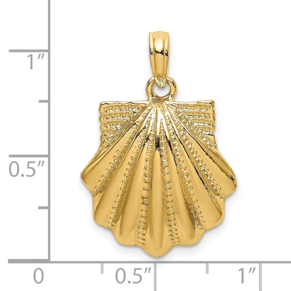 Lovely Rita's Pendants & Charms 14k Yellow Gold Solid Textured Polished Finish Sea Scallop Charm Pendant