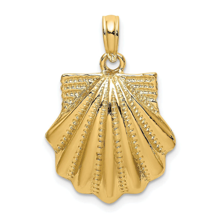 Lovely Rita's Pendants & Charms 14k Yellow Gold Solid Textured Polished Finish Sea Scallop Charm Pendant