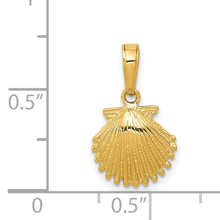 Lovely Rita's Pendants & Charms 14K Yellow Gold Solid Textured Polished Finish Sea Scallop Shell Charm Pendant