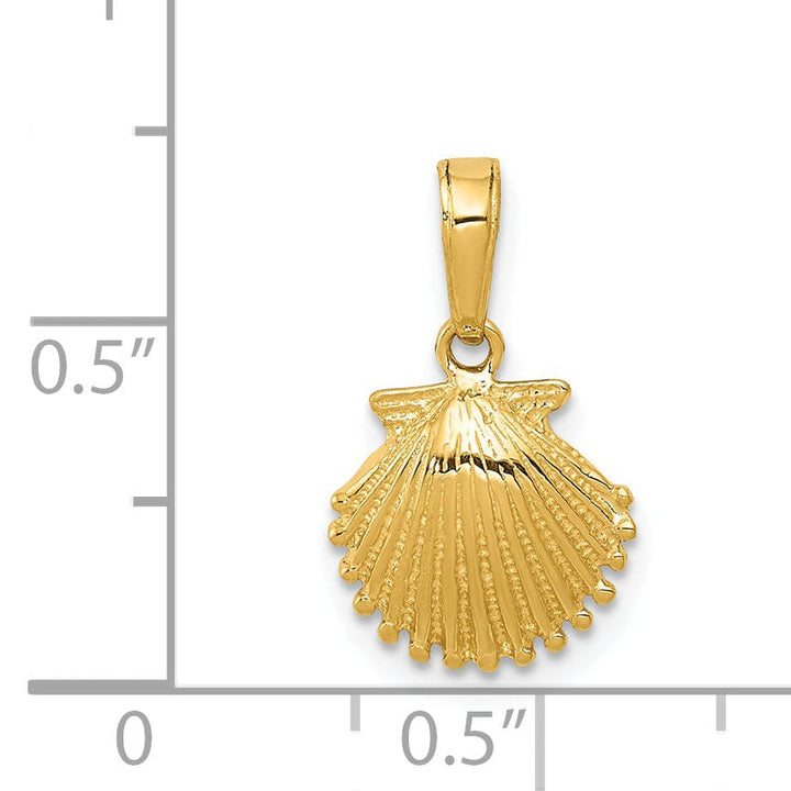 Lovely Rita's Pendants & Charms 14K Yellow Gold Solid Textured Polished Finish Sea Scallop Shell Charm Pendant