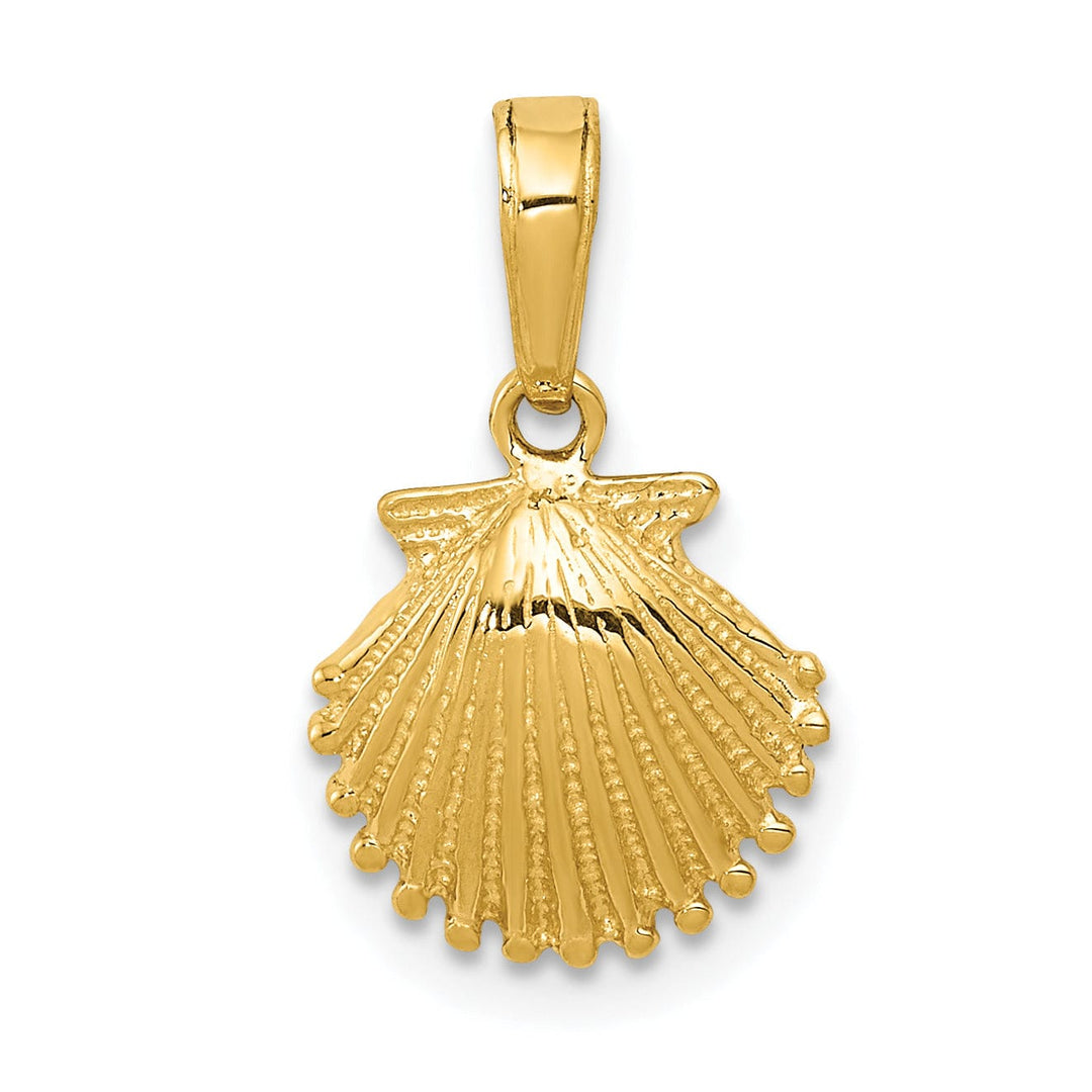 Lovely Rita's Pendants & Charms 14K Yellow Gold Solid Textured Polished Finish Sea Scallop Shell Charm Pendant
