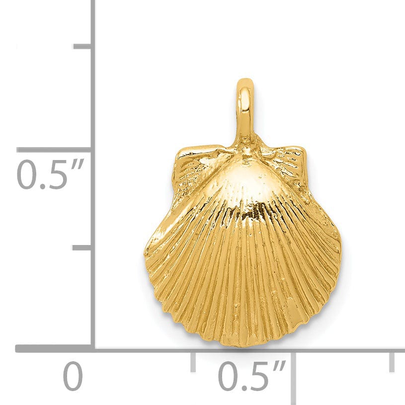 Lovely Rita's Pendants & Charms 14k Yellow Gold Solid Textured Polished Finish Sea shell Charm Pendant