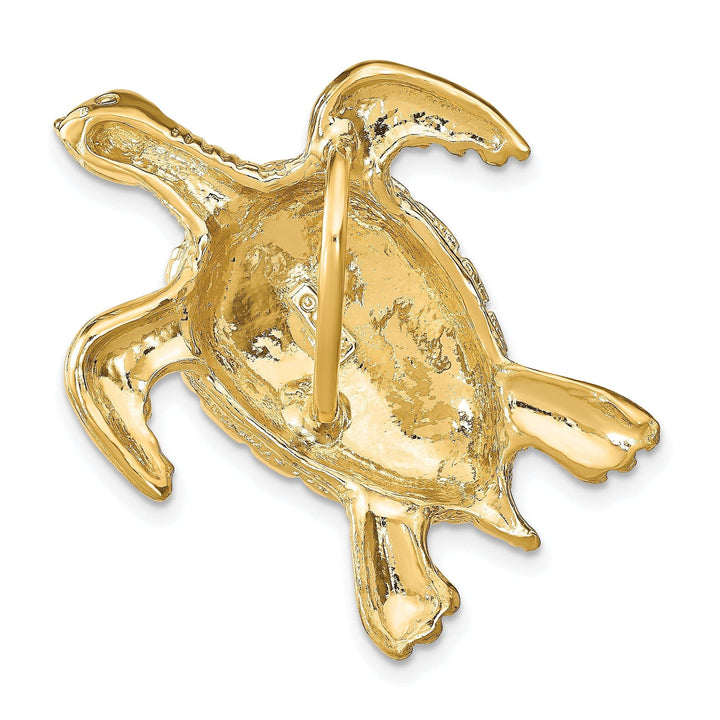 Lovely Rita's Pendants & Charms 14k Yellow Gold Solid Textured Polished Finish Sea Turtle Slide Pendant