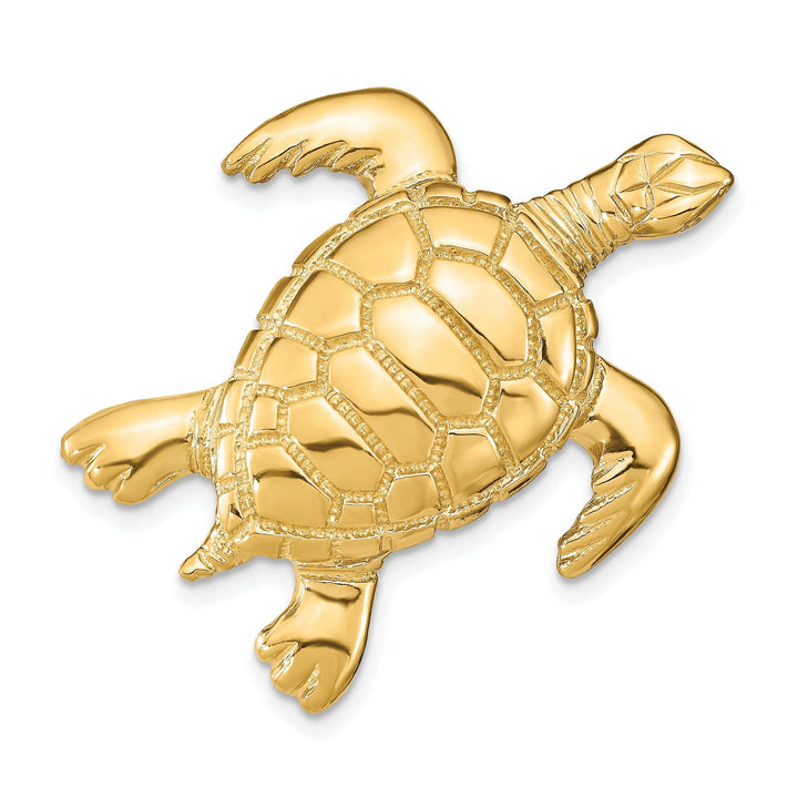 Lovely Rita's Pendants & Charms 14k Yellow Gold Solid Textured Polished Finish Sea Turtle Slide Pendant