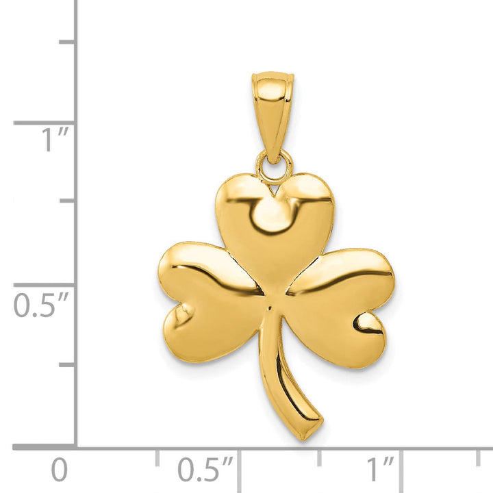 Lovely Rita's Pendants & Charms 14k Yellow Gold Solid Textured Polished Finish Shamrock Charm Pendant