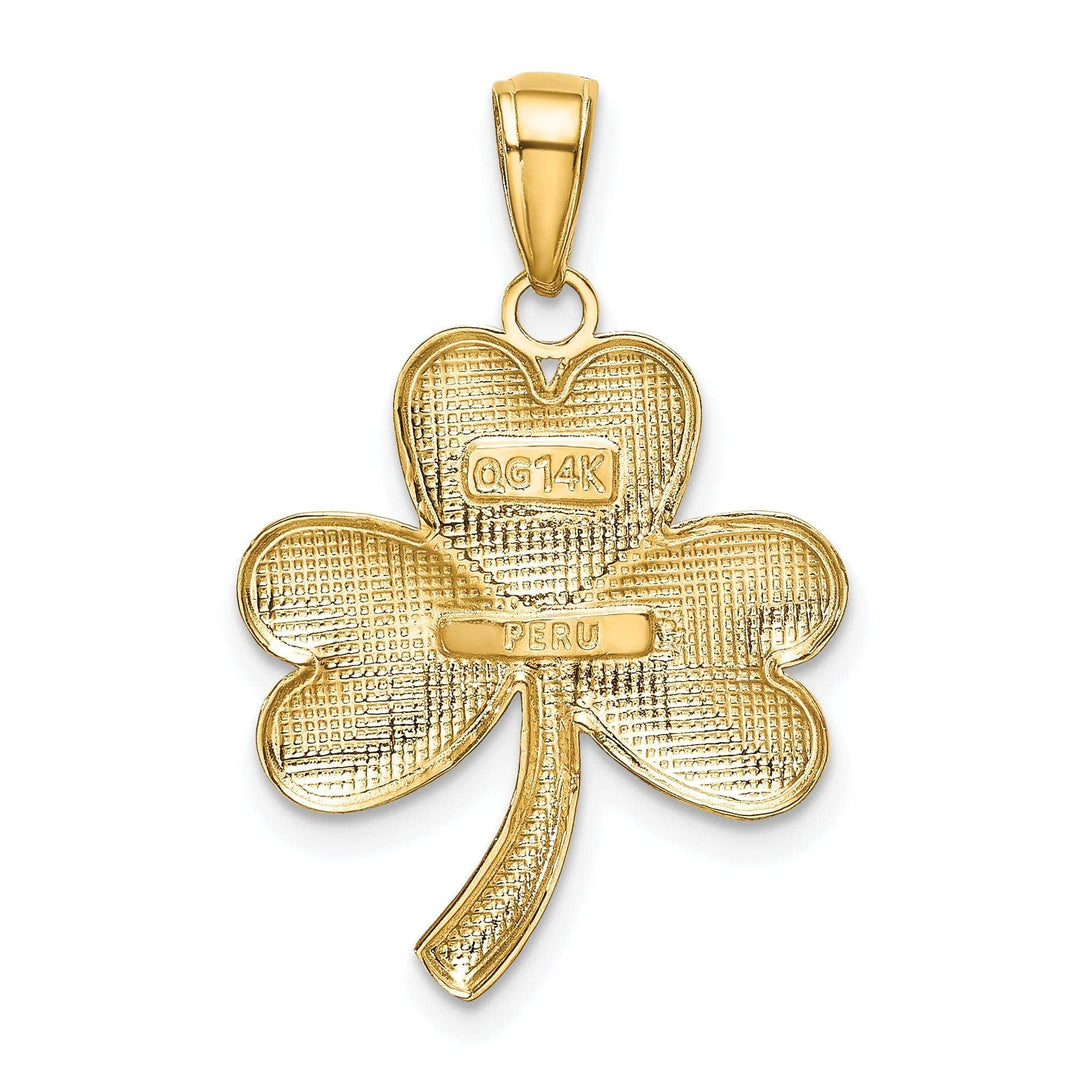 Lovely Rita's Pendants & Charms 14k Yellow Gold Solid Textured Polished Finish Shamrock Charm Pendant