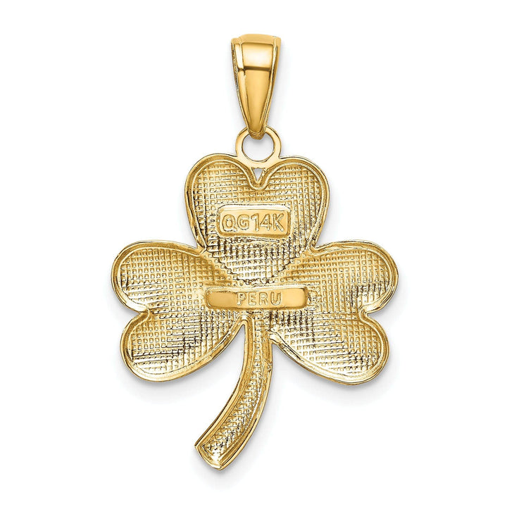Lovely Rita's Pendants & Charms 14k Yellow Gold Solid Textured Polished Finish Shamrock Charm Pendant