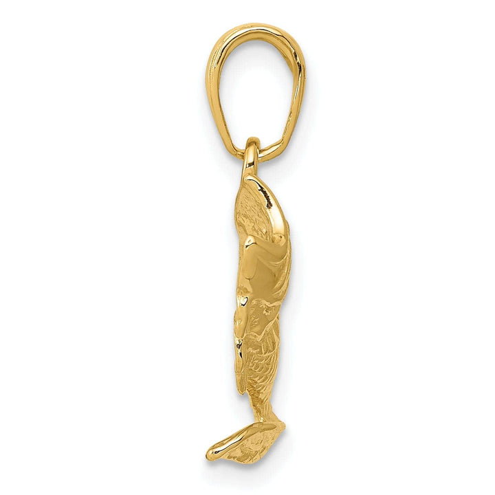 Lovely Rita's Pendants & Charms 14k Yellow Gold Solid Textured Polished Finish Small Size Open Mouthed Bass Fish Charm Pendant
