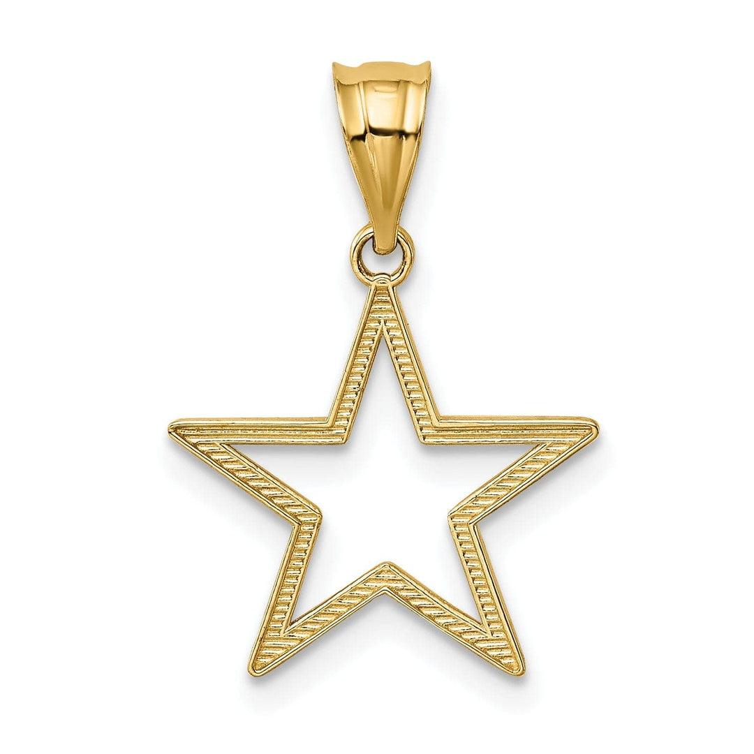 Lovely Rita's Pendants & Charms 14k Yellow Gold Solid Textured Polished Finish Star Design Charm Pendant